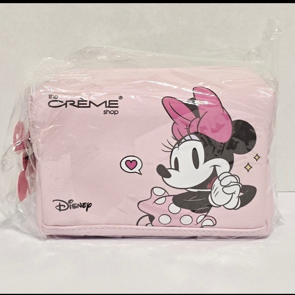 NWT The Crème Shop Pink Mickey & Minnie Mouse Cosmetic Bag Limited Edition NWT